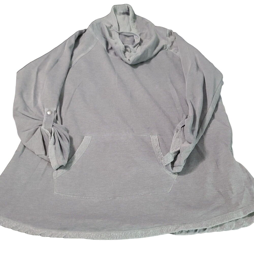 Calvin Klien Womens Pullover Hoodie Gray Size XL Cotton Blend Roll Up Sleeve